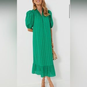 Green Eyelet Midi Tryall Dress